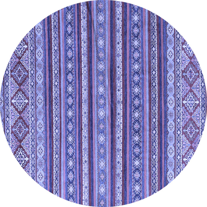 Round Machine Washable Oriental Blue Modern Rug, wshabs4269blu