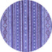 Round Machine Washable Oriental Blue Modern Rug, wshabs4269blu
