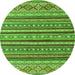 Round Machine Washable Oriental Green Modern Area Rugs, wshabs4269grn