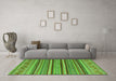 Machine Washable Oriental Green Modern Area Rugs in a Living Room,, wshabs4269grn