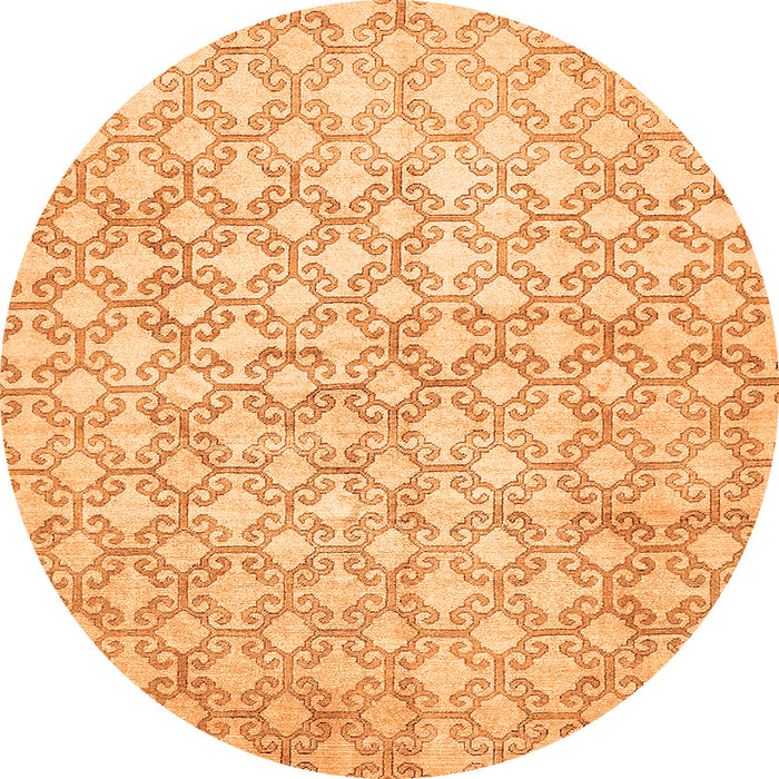 Round Machine Washable Abstract Orange Modern Area Rugs, wshabs426org