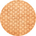 Round Machine Washable Abstract Orange Modern Area Rugs, wshabs426org