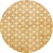 Round Machine Washable Abstract Chrome Gold Yellow Rug, wshabs426