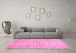 Machine Washable Abstract Pink Modern Rug in a Living Room, wshabs426pnk