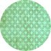 Round Abstract Turquoise Modern Rug, abs426turq