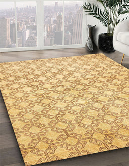 Abstract Chrome Gold Yellow Modern Rug in Family Room, abs426