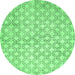 Round Abstract Emerald Green Modern Rug, abs426emgrn