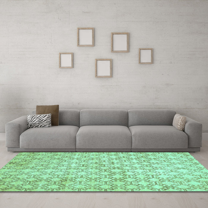 Machine Washable Abstract Turquoise Modern Area Rugs in a Living Room,, wshabs426turq
