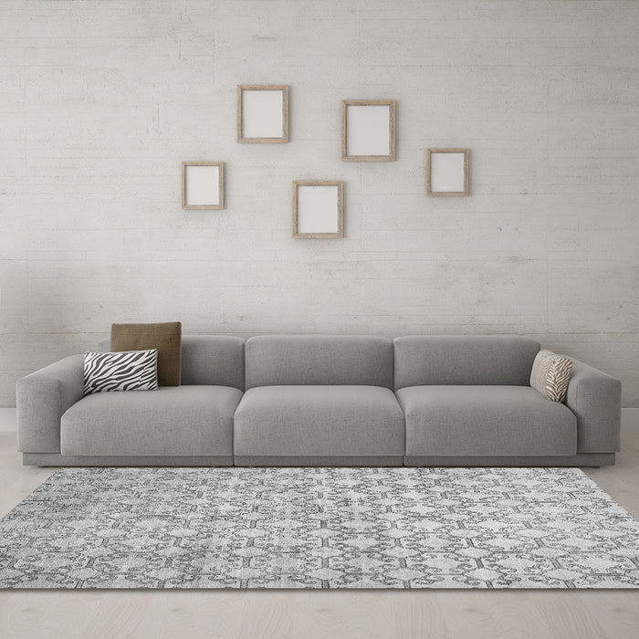 Machine Washable Abstract Gray Modern Rug in a Living Room,, wshabs426gry