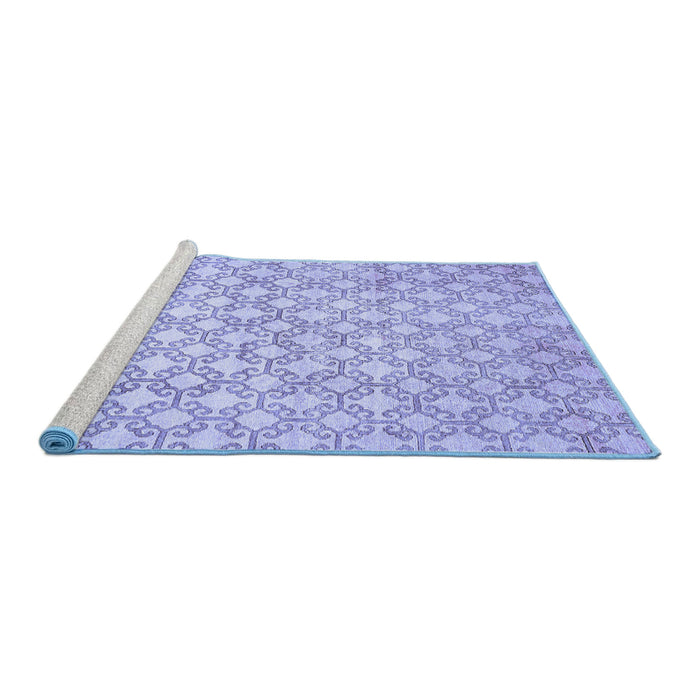 Sideview of Machine Washable Abstract Blue Modern Rug, wshabs426blu