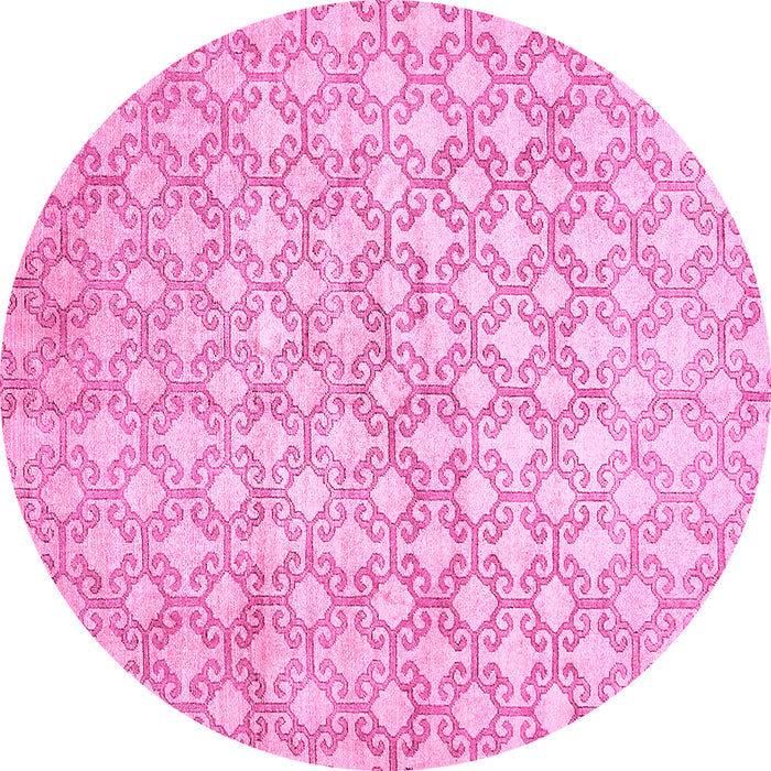 Round Abstract Pink Modern Rug, abs426pnk