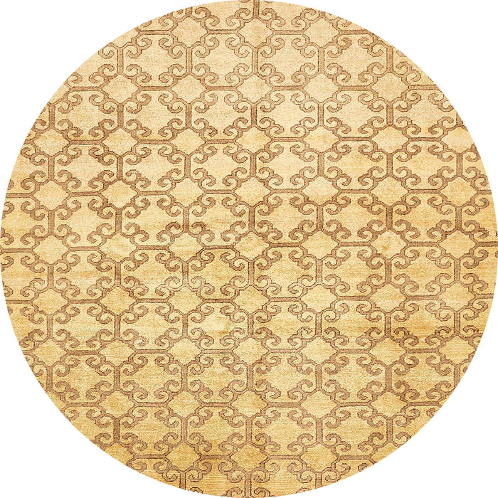 Round Abstract Chrome Gold Yellow Modern Rug, abs426