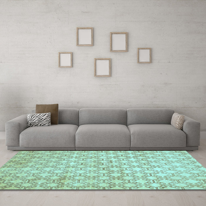 Machine Washable Abstract Light Blue Modern Rug in a Living Room, wshabs426lblu