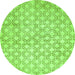 Round Machine Washable Abstract Green Modern Area Rugs, wshabs426grn