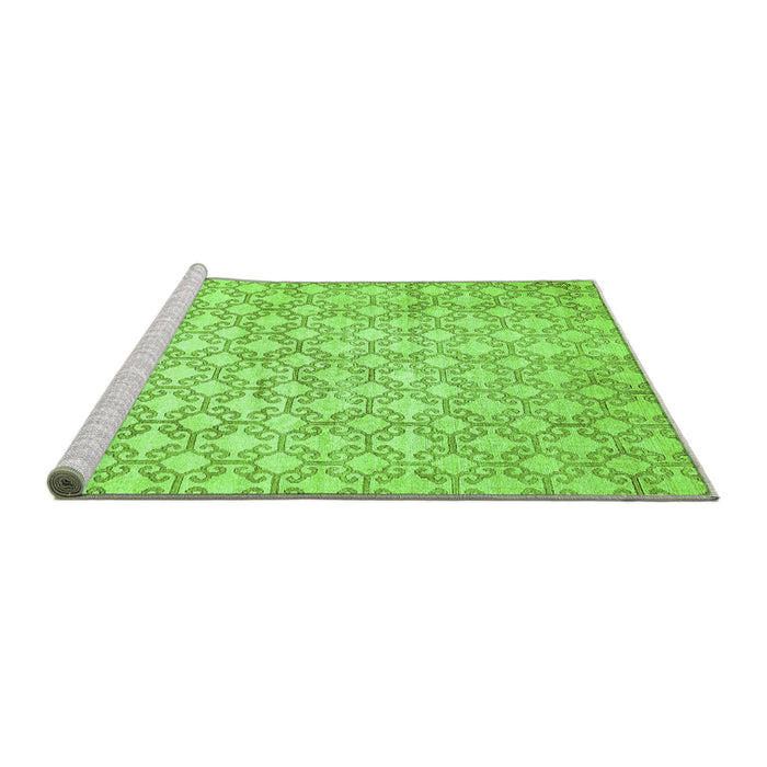 Sideview of Machine Washable Abstract Green Modern Area Rugs, wshabs426grn