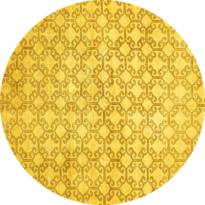 Round Machine Washable Abstract Yellow Modern Rug, wshabs426yw