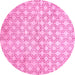 Round Machine Washable Abstract Pink Modern Rug, wshabs426pnk