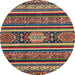 Round Machine Washable Abstract Vermilion Red Rug, wshabs4270