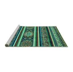 Sideview of Machine Washable Oriental Turquoise Modern Area Rugs, wshabs4270turq