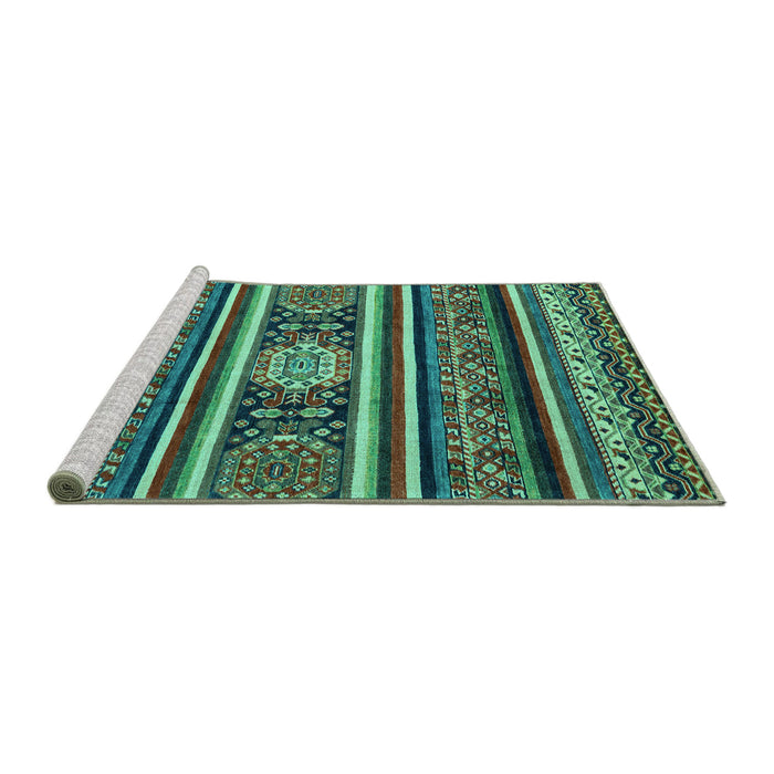Sideview of Machine Washable Oriental Turquoise Modern Area Rugs, wshabs4270turq