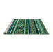 Sideview of Machine Washable Oriental Turquoise Modern Area Rugs, wshabs4270turq