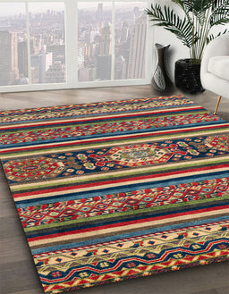 Abstract Red Oriental Rug in Family Room, abs4270