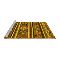 Sideview of Machine Washable Oriental Yellow Modern Rug, wshabs4270yw