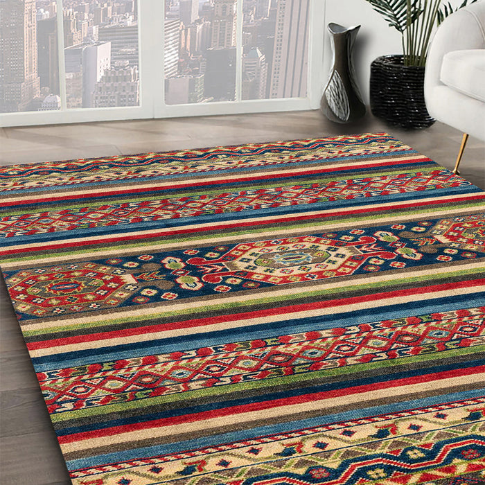 Abstract Red Oriental Rug in Family Room, abs4270