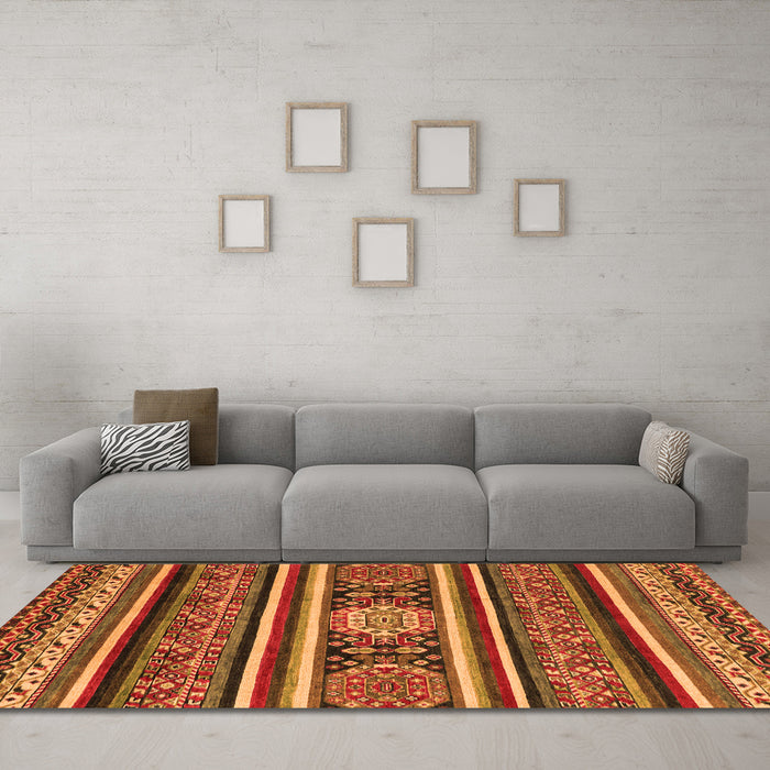 Machine Washable Oriental Orange Modern Area Rugs in a Living Room, wshabs4270org