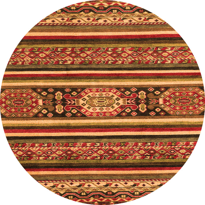 Round Machine Washable Oriental Orange Modern Area Rugs, wshabs4270org