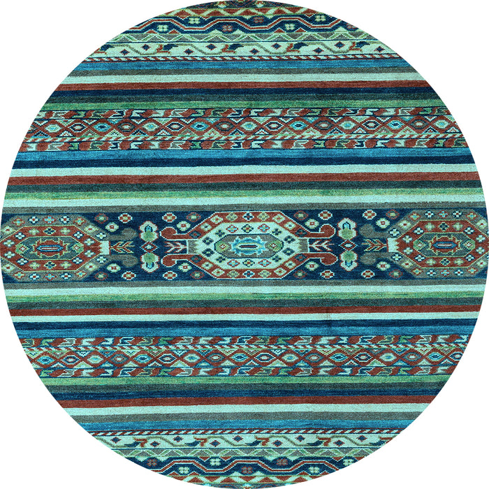 Round Machine Washable Oriental Light Blue Modern Rug, wshabs4270lblu