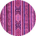 Round Machine Washable Oriental Pink Modern Rug, wshabs4270pnk