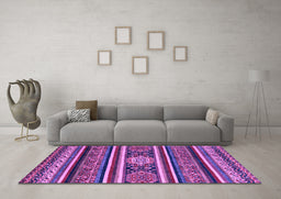 Machine Washable Oriental Purple Modern Area Rugs in a Living Room, wshabs4270pur