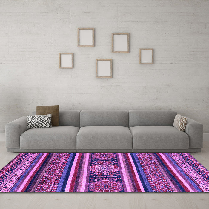 Machine Washable Oriental Purple Modern Area Rugs in a Living Room, wshabs4270pur