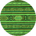 Round Machine Washable Oriental Green Modern Area Rugs, wshabs4270grn