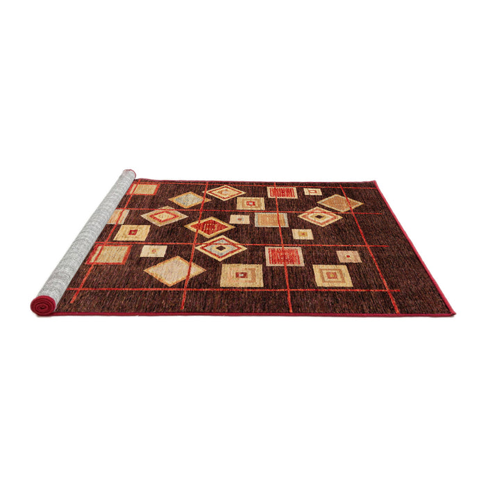 Sideview of Machine Washable Abstract Chocolate Brown Rug, wshabs4271