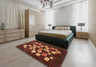 Machine Washable Abstract Chocolate Brown Rug in a Bedroom, wshabs4271