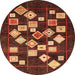 Round Abstract Chocolate Brown Oriental Rug, abs4271