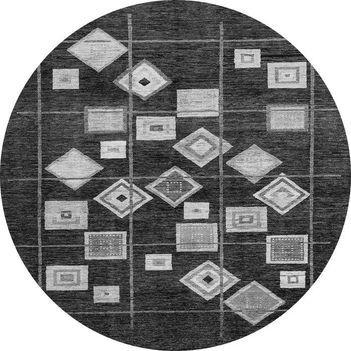 Round Machine Washable Oriental Gray Modern Rug, wshabs4271gry