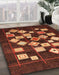 Abstract Chocolate Brown Oriental Rug in Family Room, abs4271