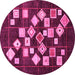 Round Machine Washable Oriental Pink Modern Rug, wshabs4271pnk