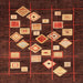 Square Machine Washable Abstract Chocolate Brown Rug, wshabs4271