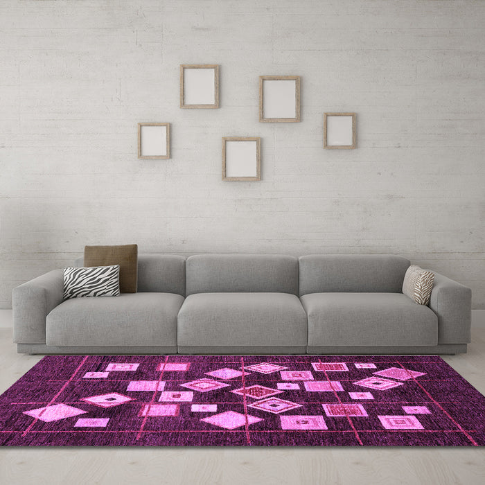 Machine Washable Oriental Purple Modern Area Rugs in a Living Room, wshabs4271pur