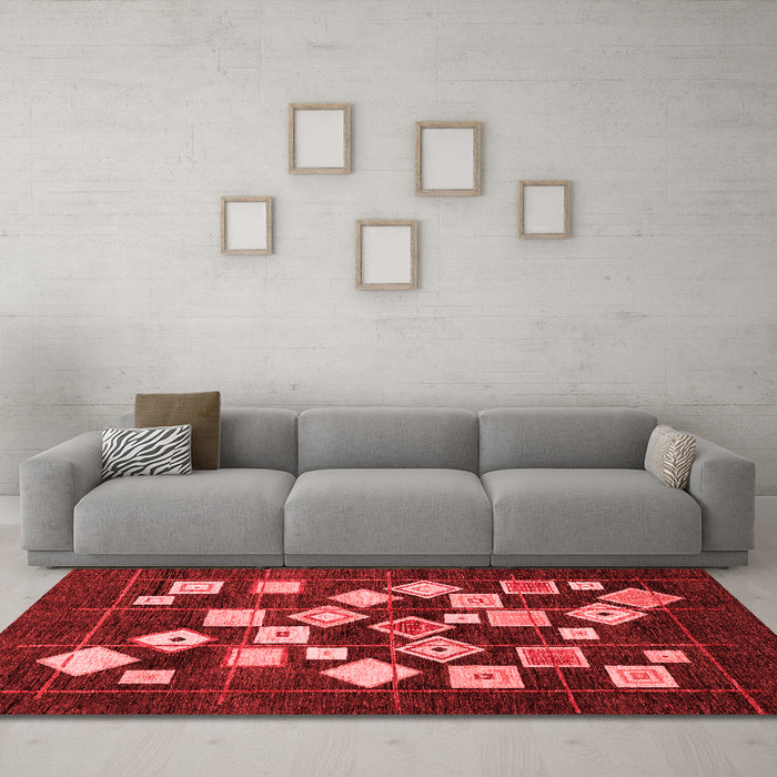 Modern Red Washable Rugs