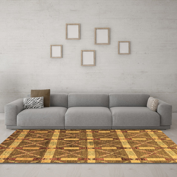 Machine Washable Oriental Brown Modern Rug in a Living Room,, wshabs4272brn