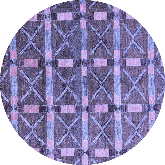 Round Machine Washable Oriental Blue Modern Rug, wshabs4272blu