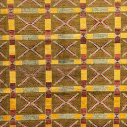Square Abstract Yellow Oriental Rug, abs4272