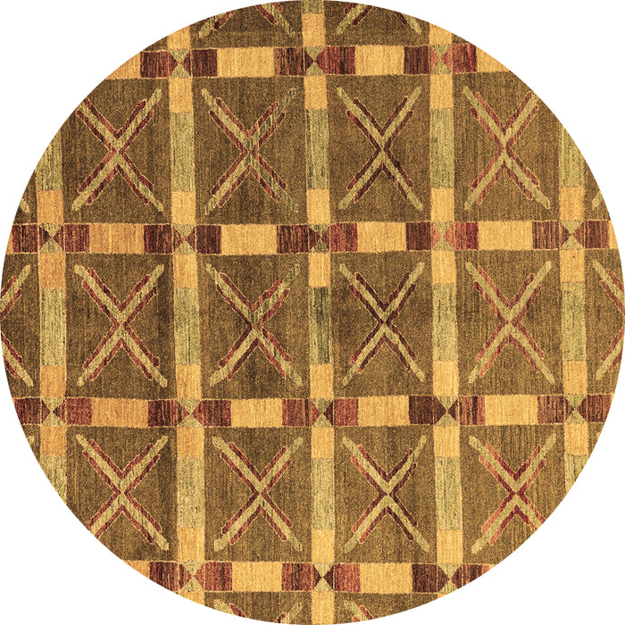 Round Machine Washable Oriental Brown Modern Rug, wshabs4272brn