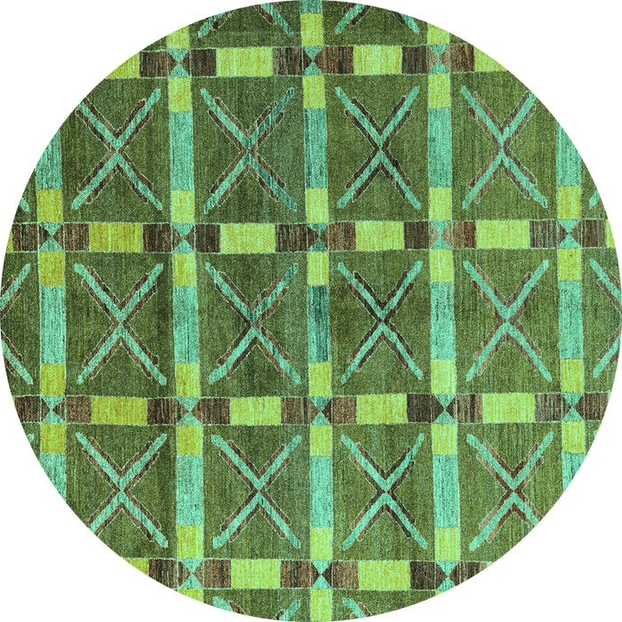 Round Machine Washable Oriental Turquoise Modern Area Rugs, wshabs4272turq
