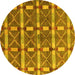 Round Machine Washable Oriental Yellow Modern Rug, wshabs4272yw